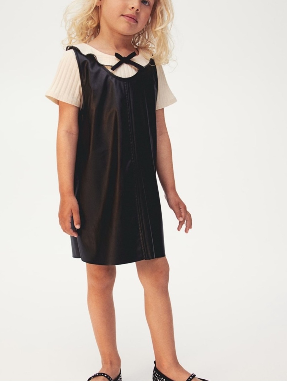 H&M Black Faux Leather Kids Dress